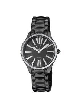 NWT Gv2 By Gevril Siena Quartz Black Dial Ladies Watch